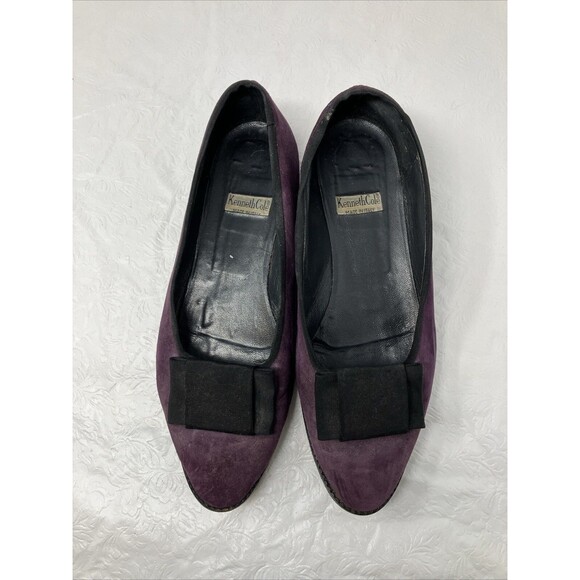 Kenneth Cole ITALY Purple Suede Leather Flats Slip On Loafers Bow EU 39.5 US 8.5 - Picture 3 of 13